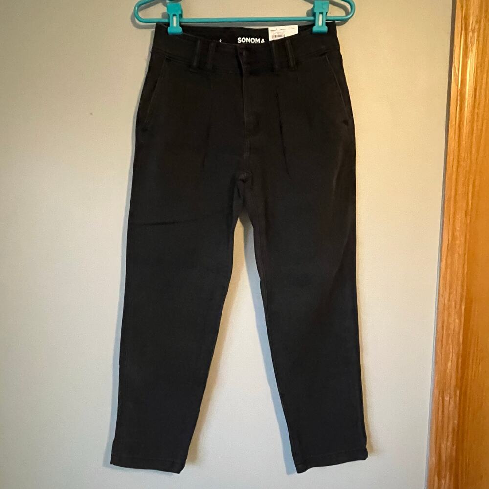 NWT! Sonoma Faded Black Relaxed High Rise Pleaded Front Jean Size 2